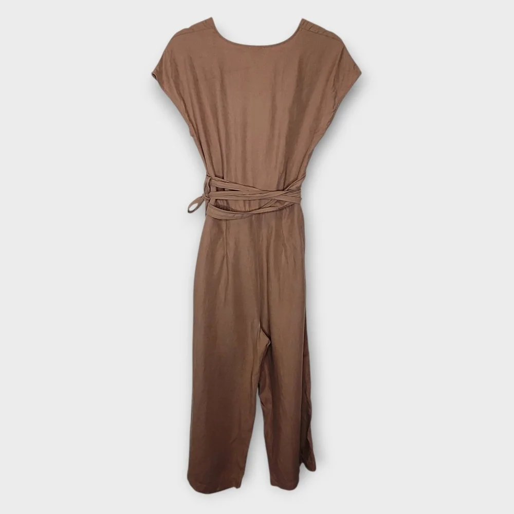 Aritzia Wilfred Brax Wrap Top Jumpsuit 0 Nutmeg